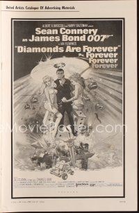 1k189 DIAMONDS ARE FOREVER pressbook '71 art of Sean Connery as James Bond by Robert McGinnis!