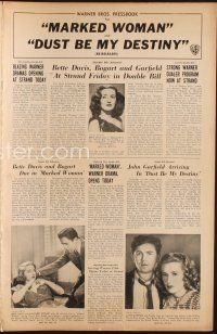 1k194 DUST BE MY DESTINY/MARKED WOMAN pressbook '47 John Garfield, Bette Davis, Humphrey Bogart