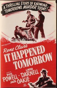 1k209 IT HAPPENED TOMORROW pressbook R48 Dick Powell, Linda Darnell, Oakie,directed by Rene Clair