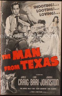 1k226 MAN FROM TEXAS pressbook '48 never tangle with shooting, looting, loving James Craig!