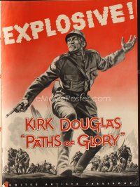 1k237 PATHS OF GLORY pressbook '58 Stanley Kubrick, great artwork of Kirk Douglas in WWI!
