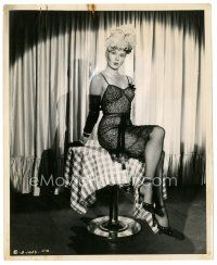 1m013 ADELE JERGENS 8x10 still '44 in sexy outfit with fishnet stockings on table by St. Hilaire!