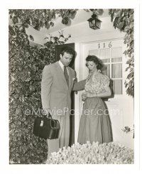 1m097 CAUSE FOR ALARM 8x10 still '50 close up of Loretta Young & Bruce Cowling standing by door!