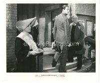 1m187 FOREIGN CORRESPONDENT 8x10 still '40 McCrea & Gwenn by nun outside cathedral, Hitchcock!