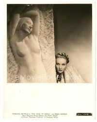 1m626 SONG OF SONGS 8x10 still '33 close up of Marlene Dietrich leaning against nude statue!