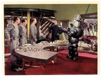 1m185 FORBIDDEN PLANET color 7.5x10 still #10 '56 Robby the Robot aims blaster at crew members!