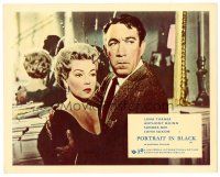 1m526 PORTRAIT IN BLACK color English FOH LC '60 close up of Anthony Quinn holding Lana Turner!