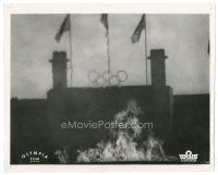 1p004 OLYMPIAD German 9.25x11.5 still '38 Leni Riefenstahl, cool c/u of the Olympic torch & rings!