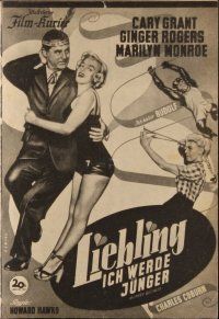 1p646 MONKEY BUSINESS Austrian program '53 Cary Grant, Ginger Rogers, Marilyn Monroe, different!