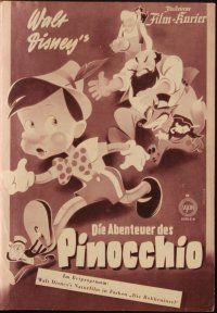 1p665 PINOCCHIO Austrian program '52 Disney classic cartoon about wooden boy who wants to be real!