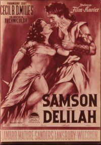 1p683 SAMSON & DELILAH Austrian program '52 Hedy Lamarr, Victor Mature, Cecil B DeMille, different