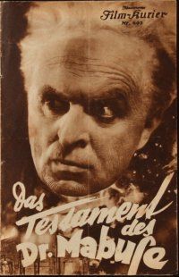 1p145 TESTAMENT OF DR. MABUSE Austrian program '33 Fritz Lang's psychotic criminal genius!