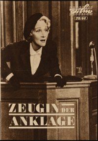 1p772 WITNESS FOR THE PROSECUTION East German program '64 Billy Wilder, Power, Dietrich, different