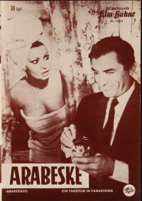 1p165 ARABESQUE German program '66 different images of Gregory Peck & sexy Sophia Loren!