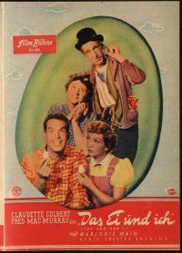 1p248 EGG & I German program '49 Claudette Colbert, MacMurray, first Ma & Pa Kettle, different!