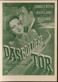 1p291 HOLD BACK THE DAWN German program '46 Charles Boyer, Paulette Goddard & Olivia de Havilland!