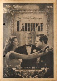 1p334 LAURA Film-Buhne German program '47 Dana Andrews & sexy Gene Tierney, Preminger, different!