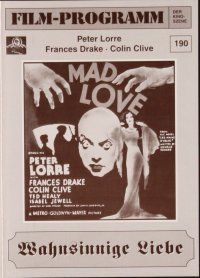 1p347 MAD LOVE German program R80s Peter Lorre, Frances Drake, cool different images!
