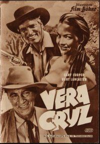 1p497 VERA CRUZ German program '55 different images of cowboys Gary Cooper & Burt Lancaster!