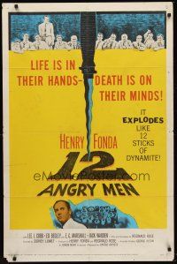 1r004 12 ANGRY MEN 1sh '57 Henry Fonda, Sidney Lumet courtroom jury classic, life in their hands!