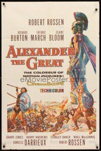 1r031 ALEXANDER THE GREAT 1sh '56 Richard Burton, Frederic March, cool battle artwork!