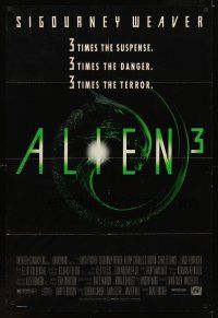 1r034 ALIEN 3 DS 1sh '92 Sigourney Weaver, 3 times the danger, 3 times the terror!