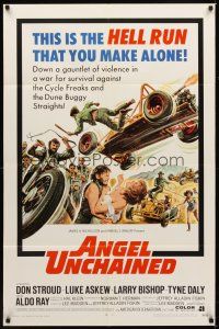 1r047 ANGEL UNCHAINED 1sh '70 AIP, bikers & hippies, this is the hell run that you make alone!