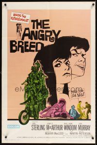 1r048 ANGRY BREED 1sh '68 bikers buck the establishment, cool artwork of surly youth!