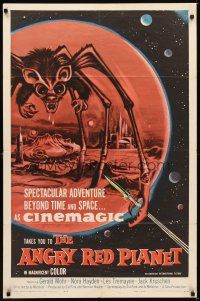 1r049 ANGRY RED PLANET 1sh '60 great artwork of gigantic drooling bat-rat-spider creature!