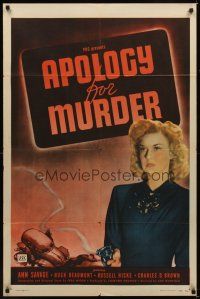 1r059 APOLOGY FOR MURDER 1sh '45 Ann Savage could make a man do anything, even murder!
