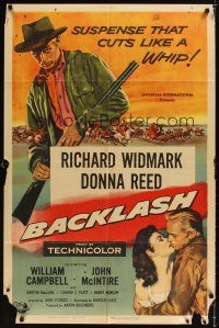 1r076 BACKLASH 1sh '56 Richard Widmark knew Donna Reed's lips but not her name!