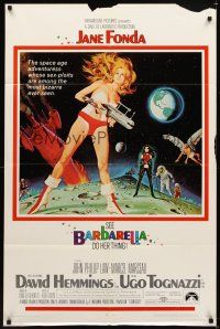 1r082 BARBARELLA 1sh '68 sexiest sci-fi art of Jane Fonda by Robert McGinnis, Roger Vadim