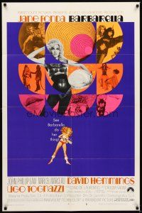 1r083 BARBARELLA style B 1sh '68 Roger Vadim directed sexy sci-fi, montage art of Jane Fonda!