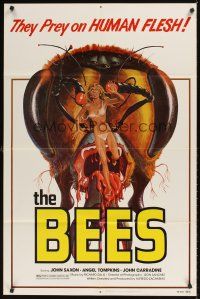 1r098 BEES 1sh '78 John Saxon, Angel Tompkins, Kollar giant bee & sexy girl artwork!