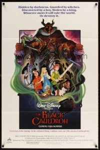 1r120 BLACK CAULDRON advance 1sh '85 first Walt Disney CG, cool fantasy art by Wensel!