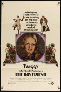 1r143 BOY FRIEND 1sh '71 cool art of sexy Twiggy by Dick Ellescas, directed by Ken Russell!