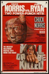 1r148 BREAKER BREAKER/KILL OR BE KILLED 1sh '80 Chuck Norris, James Ryan, cool kung fu art!