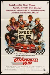 1r170 CANNONBALL RUN 1sh '81 Burt Reynolds, Farrah Fawcett, Drew Struzan car racing art!