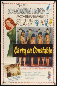 1r176 CARRY ON CONSTABLE 1sh '61 wacky art of naked English cops in the shower!
