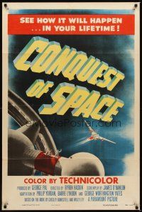 1r210 CONQUEST OF SPACE 1sh '55 George Pal sci-fi, see how it will happen in your lifetime!
