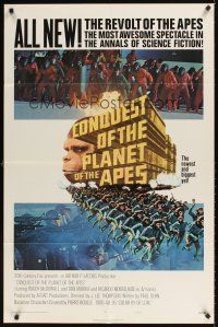 1r212 CONQUEST OF THE PLANET OF THE APES style B int'l 1sh '72 Roddy McDowall, revolt of the apes!