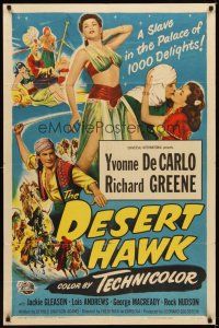 1r251 DESERT HAWK 1sh '50 sexy Yvonne De Carlo is a slave in the Palace of 1000 Delights!