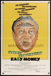 1r289 EASY MONEY 1sh '83 wacky headshot artwork of screwball Rodney Dangerfield!