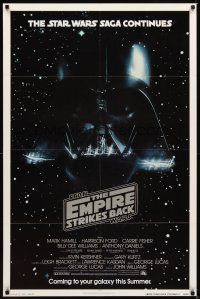 1r301 EMPIRE STRIKES BACK advance 1sh '80 George Lucas classic, cool image of Darth Vader head!