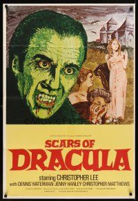 1r779 SCARS OF DRACULA English 1sh '70 c/u art of bloody vampire Christopher Lee, Hammer horror!