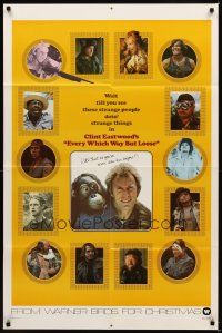 1r312 EVERY WHICH WAY BUT LOOSE teaser 1sh '78 Clint Eastwood & Clyde the orangutan, Sondra Locke!