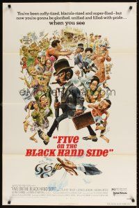1r349 FIVE ON THE BLACK HAND SIDE 1sh '73 great Jack Davis artwork of entire cast!
