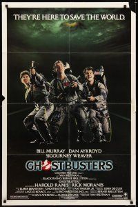 1r386 GHOSTBUSTERS 1sh '84 Bill Murray, Dan Aykroyd, Harold Ramis They're Here to Save The World!