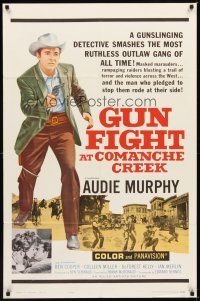 1r417 GUN FIGHT AT COMANCHE CREEK 1sh '63 cowboy Audie Murphy w/pistol drawn!