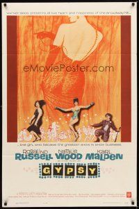 1r418 GYPSY 1sh '62 wonderful artwork of Rosalind Russell & sexiest Natalie Wood!